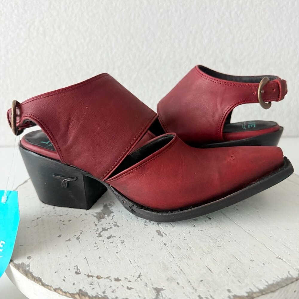 Lane Robin Mule Red Cowboy Boots Womens Western Short Ankle Snip Toe Size 5 - Picture 2 of 12